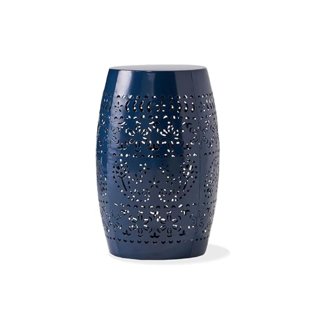 Durable Dark Blue 12x12 Outdoor Iron Accent Table Easy Assembly  