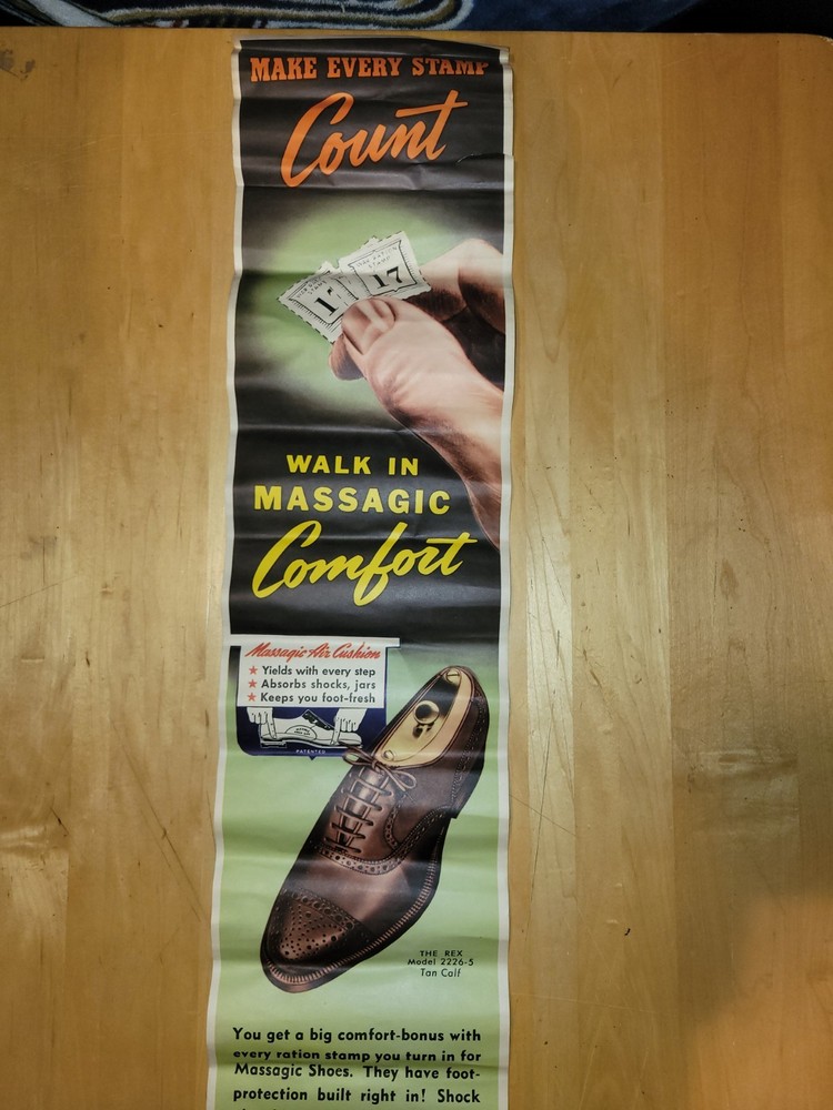 Vintage Weyenberg The Rex Tan Calf Mens Shoes Store Display Poster 43x9 Inches Rare