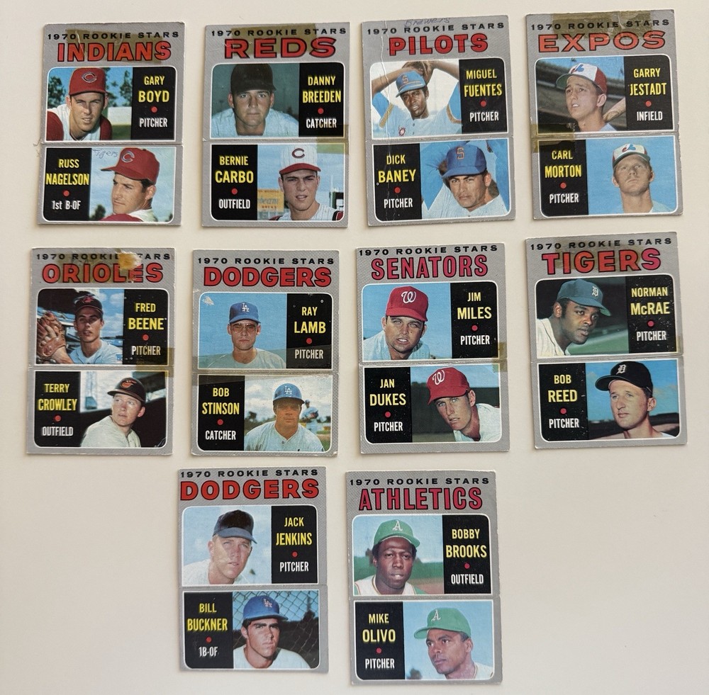 1970 Topps Lot Of 19 Rookie Cards. Low Grade. Includes: Gamble 654, Buckner 286