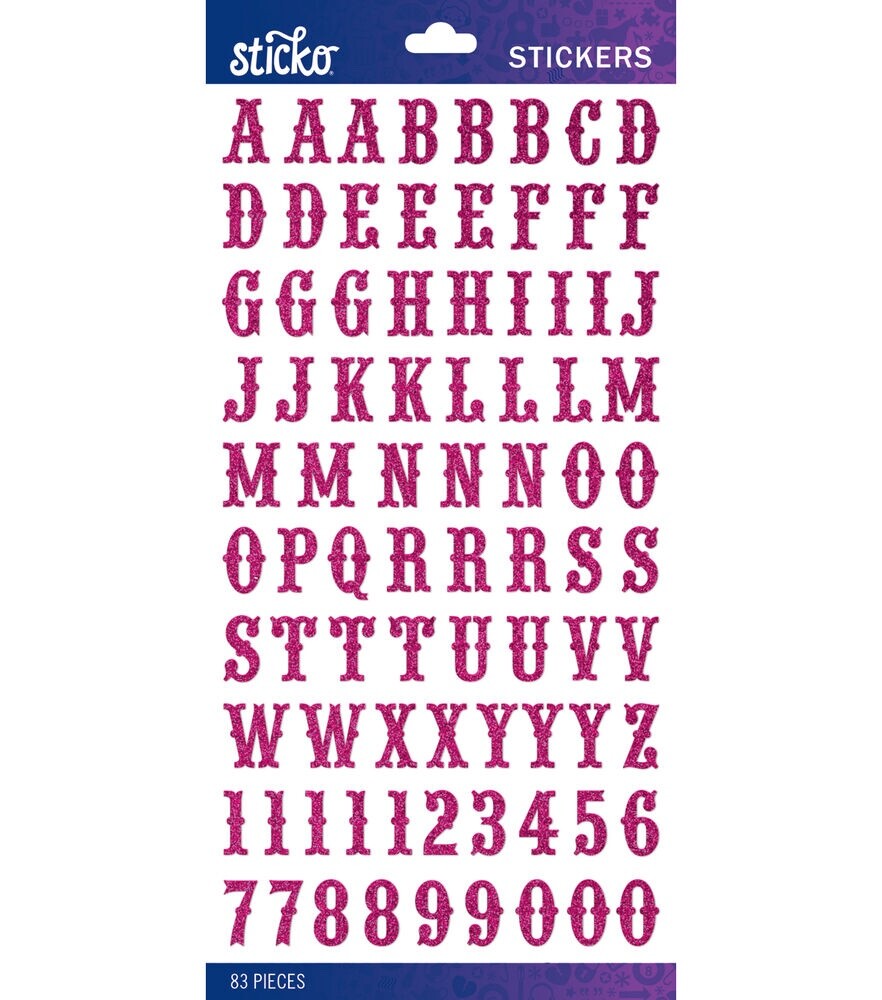 Sticko Hot Pink  Glitter Carnival Alphabet Letter Stickers Teacher Supply Craft
