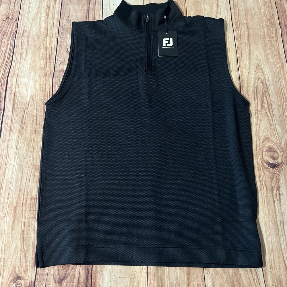 NWT FootJoy Golf Tonal Block Vest Men’s Small Black Moisture Wicking Stretch