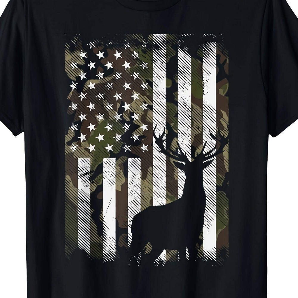 Camouflage American Flag Deer Hunting Shirt for Outdoorsmen and Dads