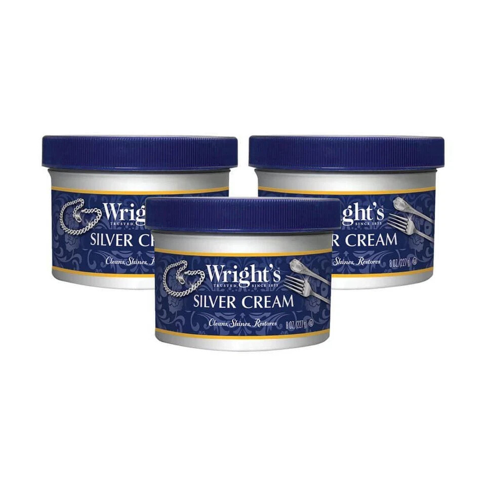 Wrights Silver Cleaner Polish Cream 8oz 3-Pack