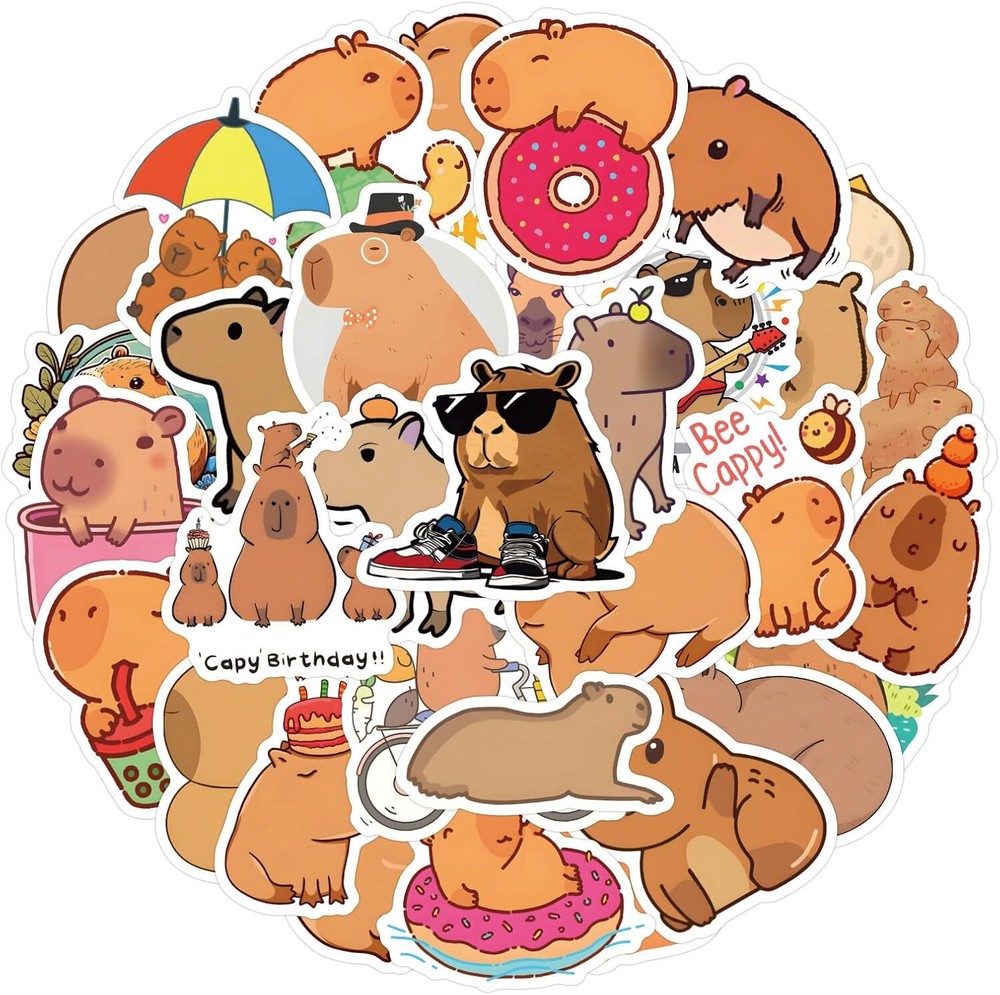 60pcs Cute Capybara Stickers for Water Bottles, Laptops, and Journals