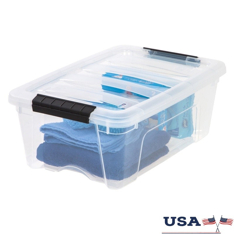 Stackable 12.95qt Plastic Storage Bins with Lids - Durable Organizing Tote