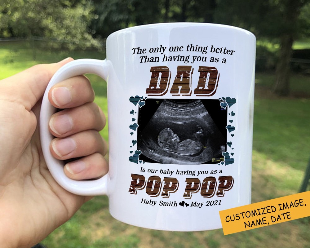 Personalized Ultrasound Custom Photo Mug Happy Father's Day Gift Pop Pop Mug