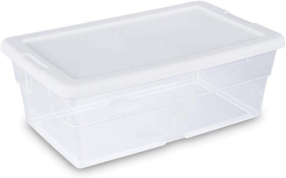 6 Qt Storage Box, Stackable Bin with Lid, Plastic Container to Organize Shoes an
