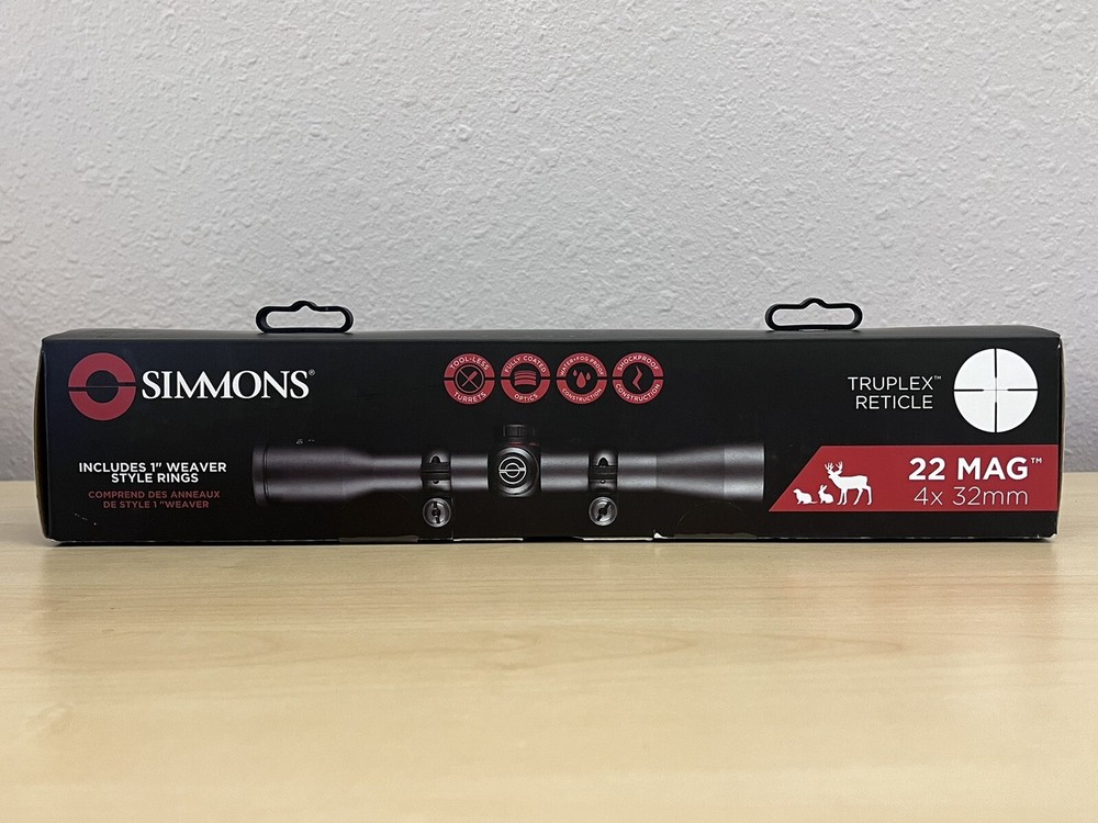 Simmons 511022 .22 MAG 4x32mm Rifle Scope Truplex Reticle w/ Weaver Rings - NEW