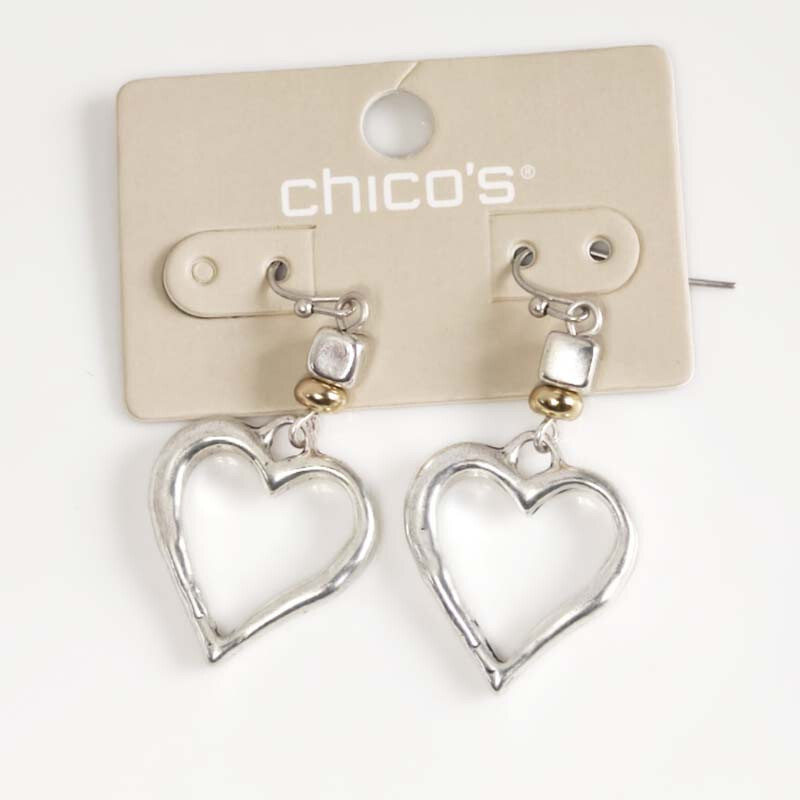 Chicos Heart Drop Earrings Vintage Holiday Party Jewelry Gift for Women