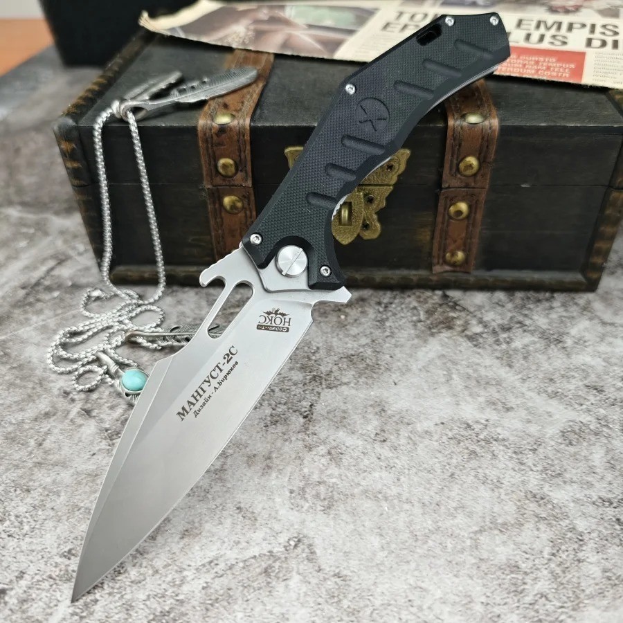 Russian HOKC Tactical Folding Knife D2 Steel Blade & G10 EDC Survival