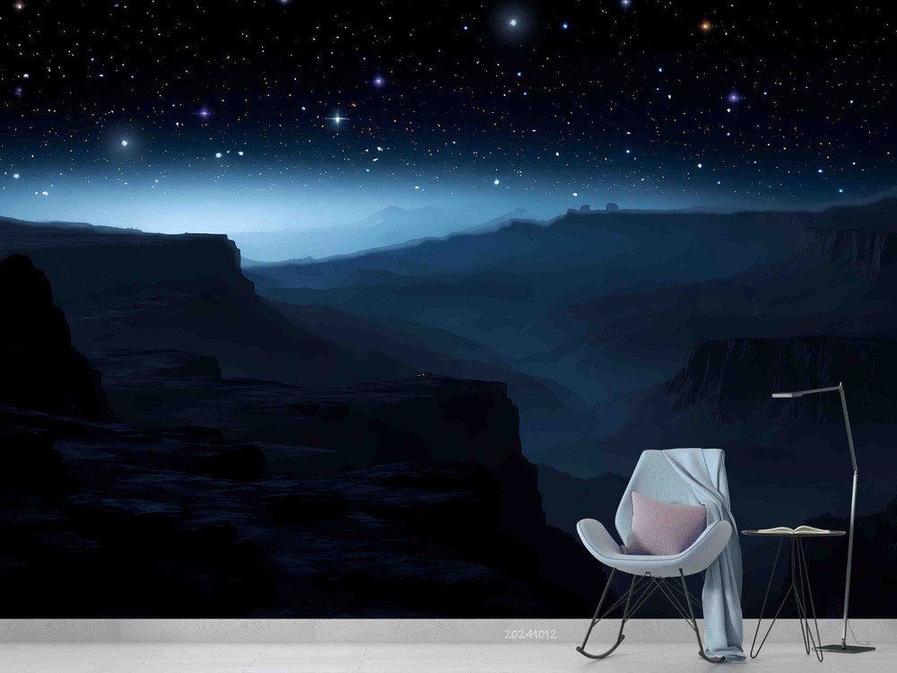 3D Starry Sky Mountains Night Scene Wall Murals Wallpaper Murals Wall Sticker