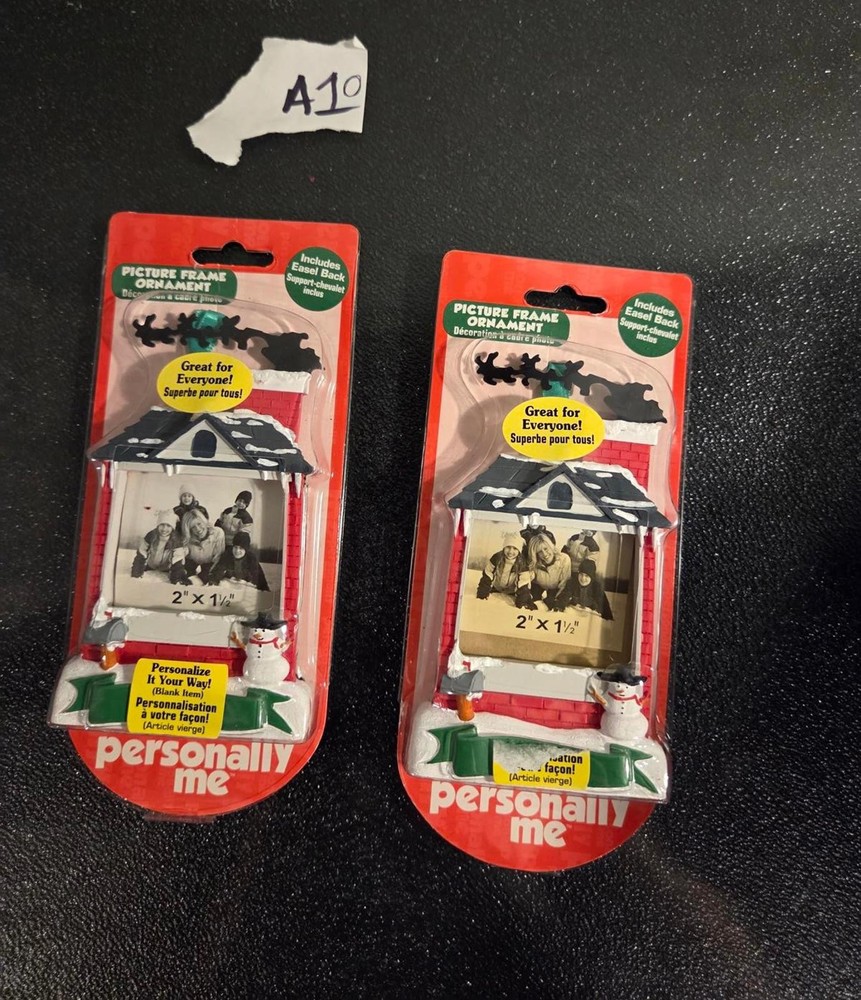 Vintage 2x1.5 Inch Family Picture Frame Christmas Ornament Set of 2