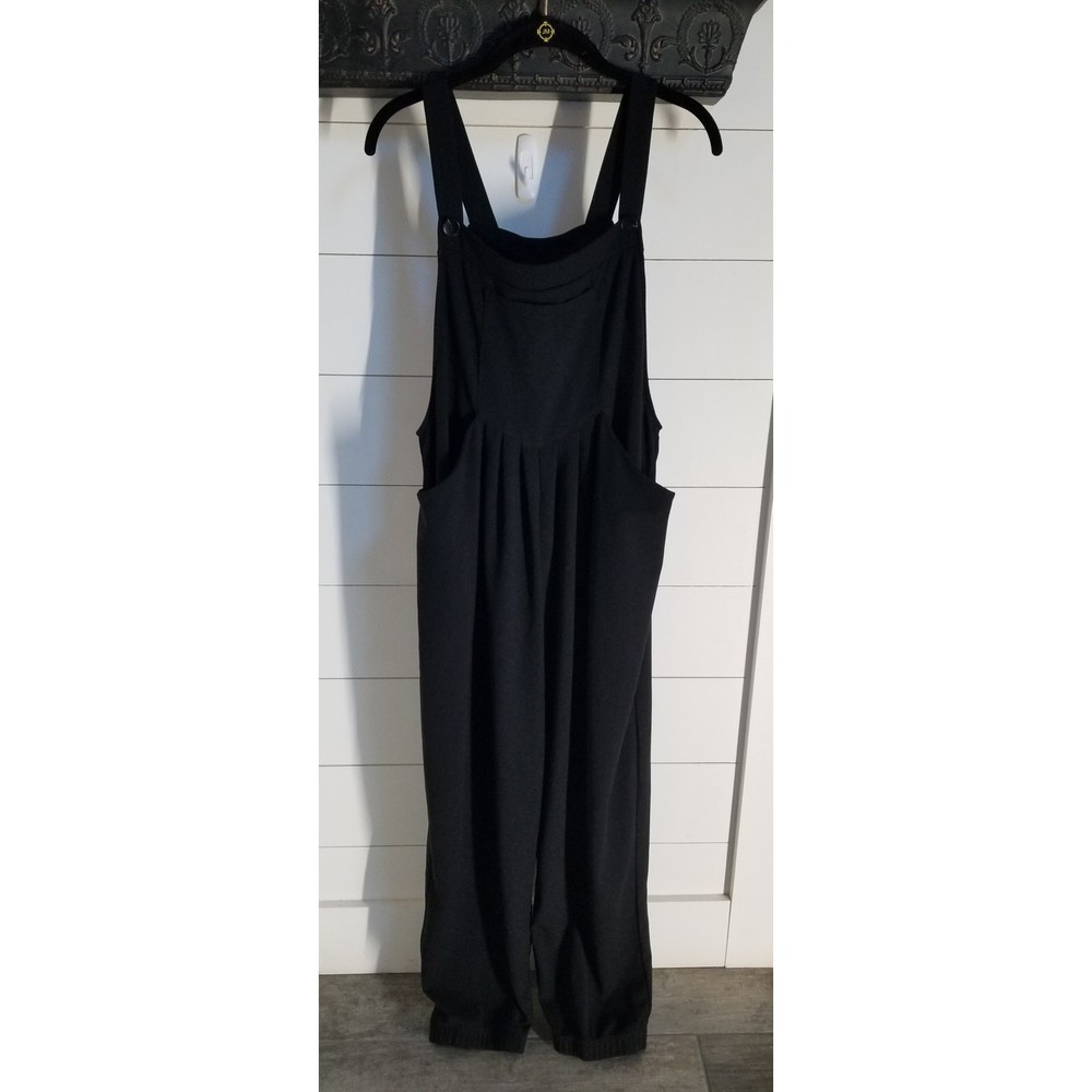Halara Black Pockets Waffle Casual Jogger Overalls Jumpsuit Women's XL