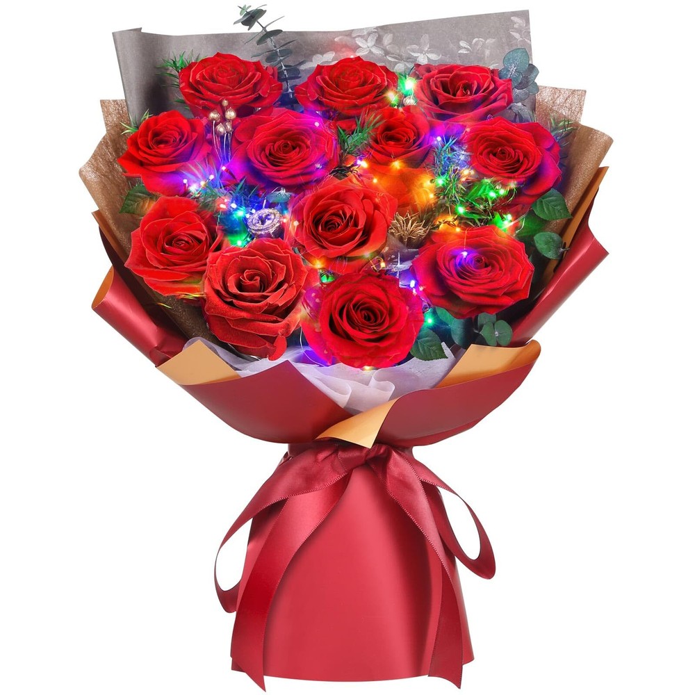 Valentines Day Gifts for Women, Preserved Real Red Rose Bouquet Long-Lasting ...