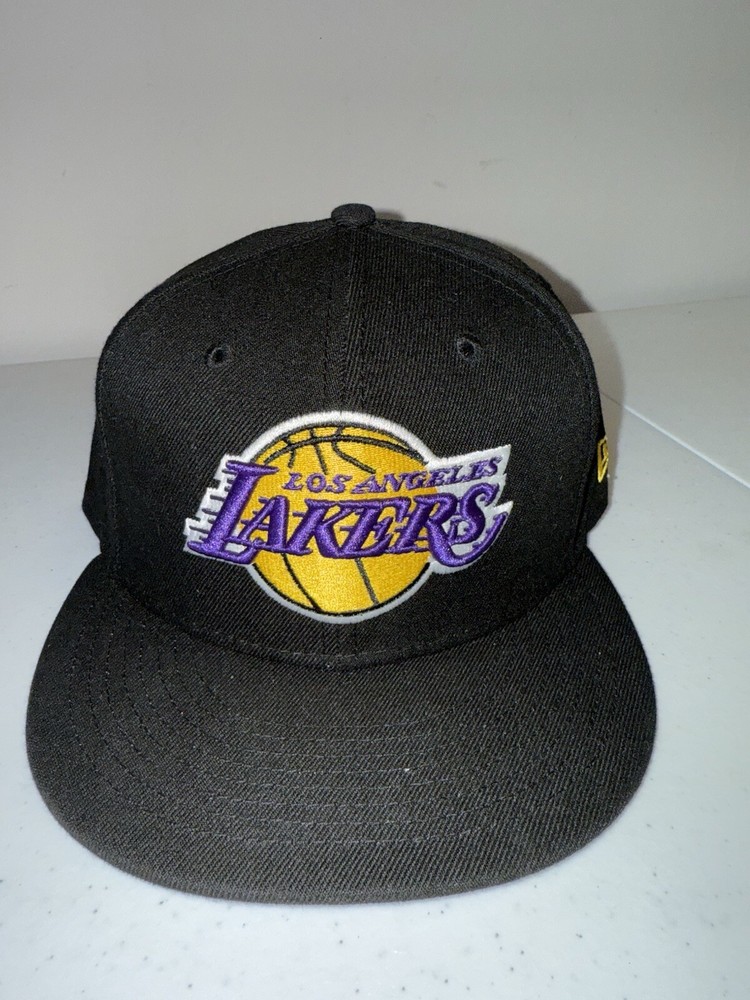Los Angeles Lakers New Era 59FIFTY Hat Cap 7 3/8 Fitted Black Team Logo HWC