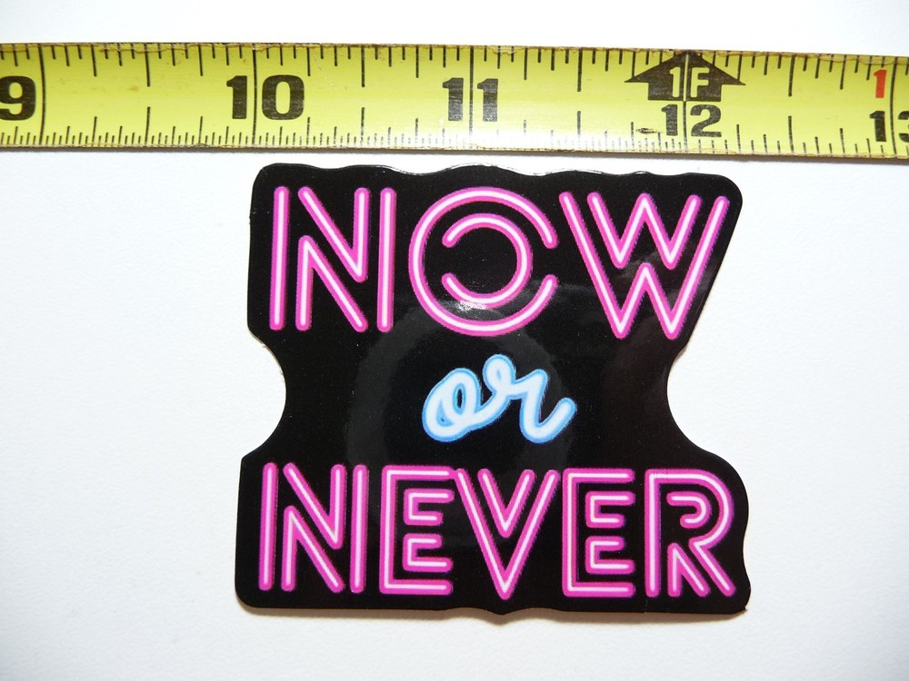 NOW OR NEVER DOUBLE LINE STICKER DECAL NEON STYLE MOTIVATIONAL POSITIVE