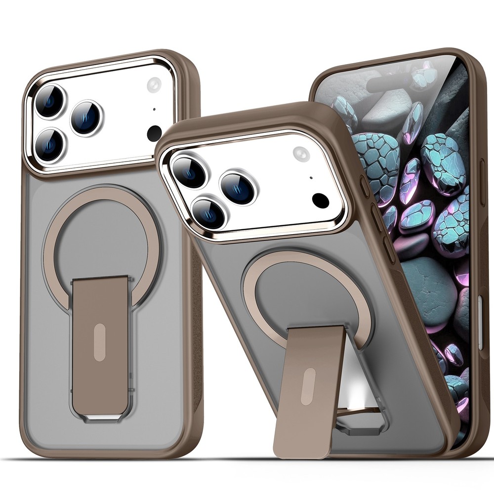 Mag Safe Matte Case Shockproof Stand Cover For iPhone 17 Pro Max 16e 15 14 13 12