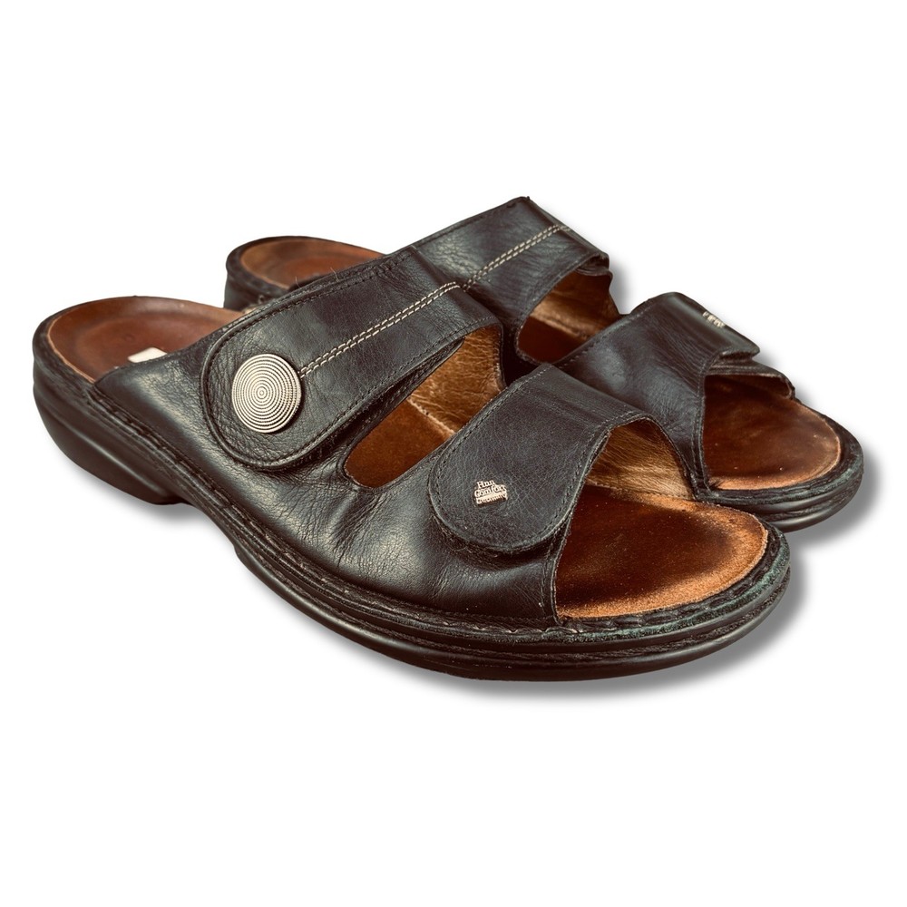 Finn Comfort Sansibar Leather Adjustable Slip-On Sandals W 11-11.5 EU 42 Brown