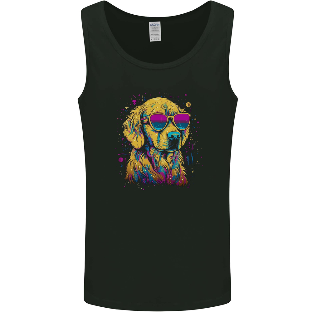Retrowave Golden Retriever Mens Vest Tank Top