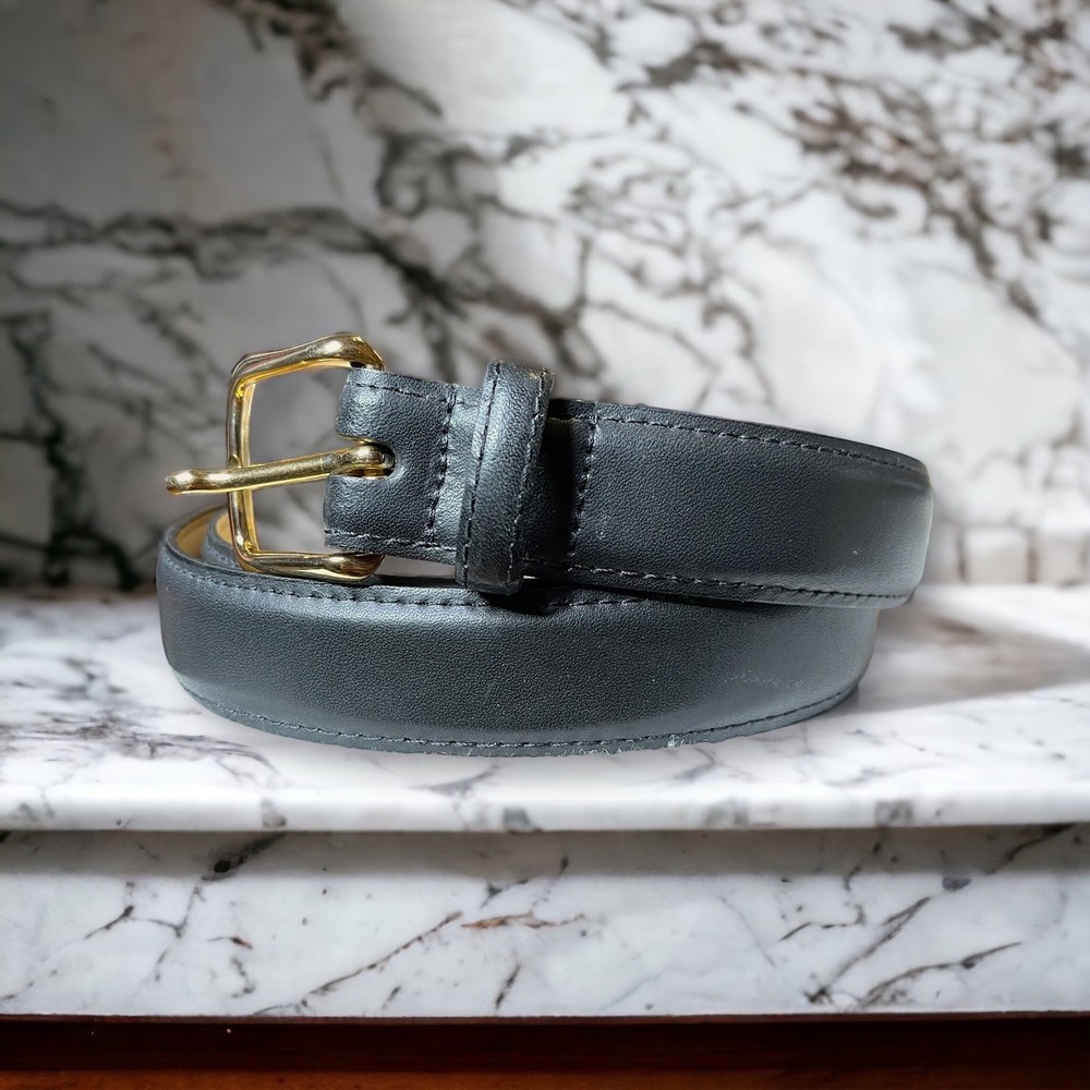 Black Leather Belt with Aniline Finish and Cashmere Cowhide Lining - Size 42 (105 USA)