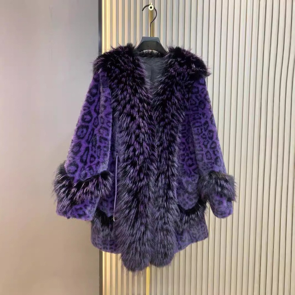 Winter Leopard Print Faux Fur Jacket Women Casual Mink Coat Overcoat
