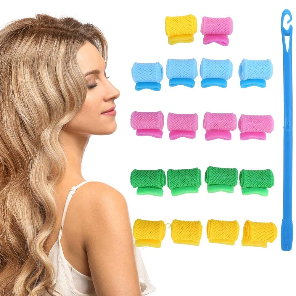 18pcs Spiral Hair Curlers No Heat Styling Hooks for Effortless Curls