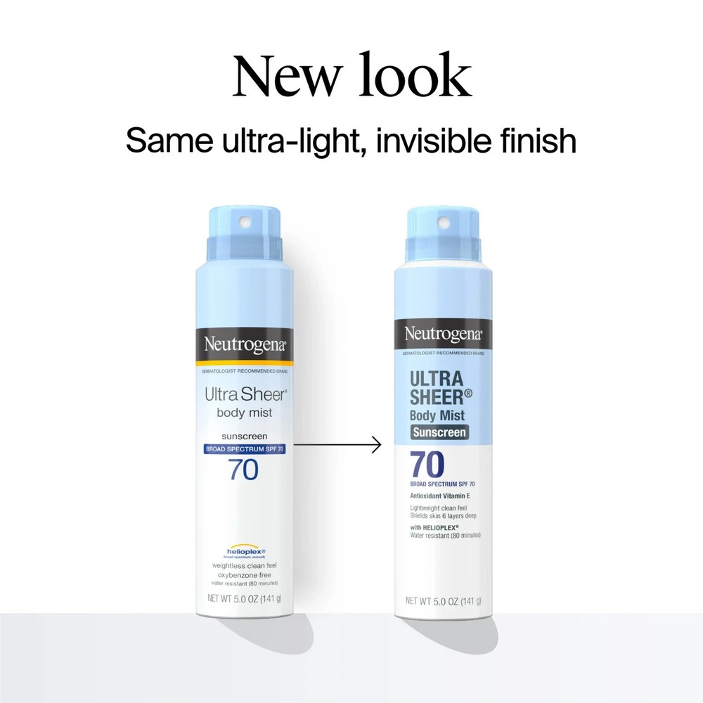 Ultra Sheer SPF 70 Sunscreen Body Mist Spray 5 oz Exp 2026