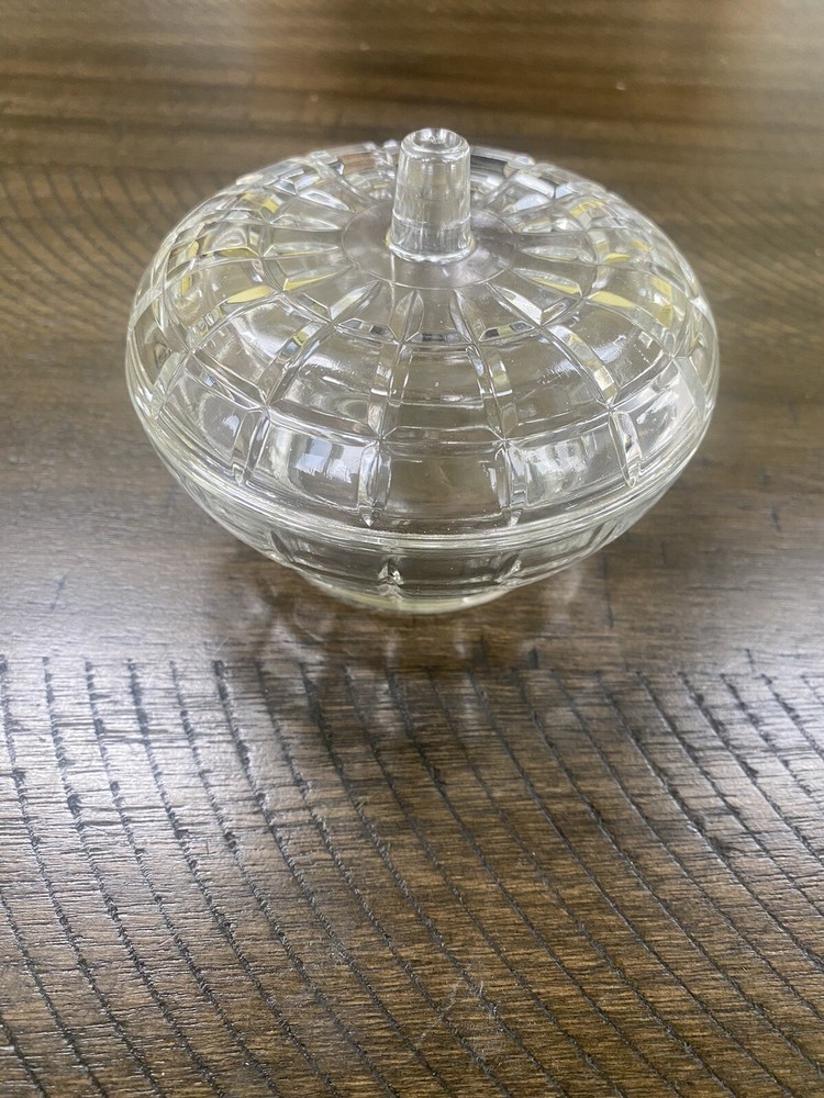 Borgonovo Italian Glass Candy Dish with Lid Trinket or Sugar Bowl