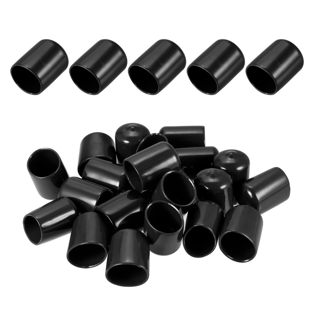 25-Pack 18mm Black Flexible Rubber Screw Thread End Caps for Bolts