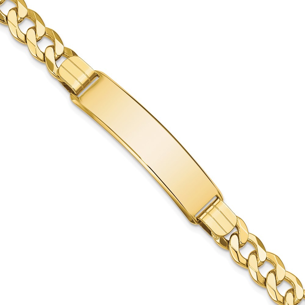 10k Yellow Gold Flat Curb Link Chain ID Bracelet 8