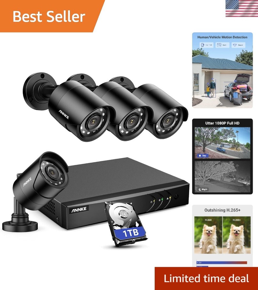 8CH H.265+ 3K Lite Surveillance Security Camera System with AI Human/Vehicle ...