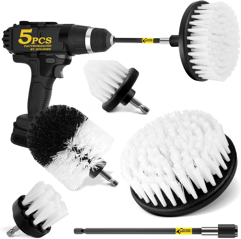 Holikme 5-Piece Drill Brush Set for Car Detailing and Power Scrubbing