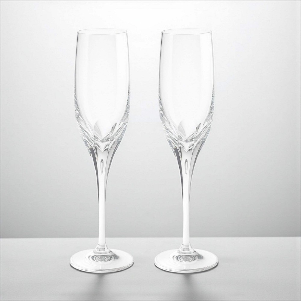 Ceska Tiara Crystal Fluted Champagne Glasses | Set of 2 | Excellent Condition
