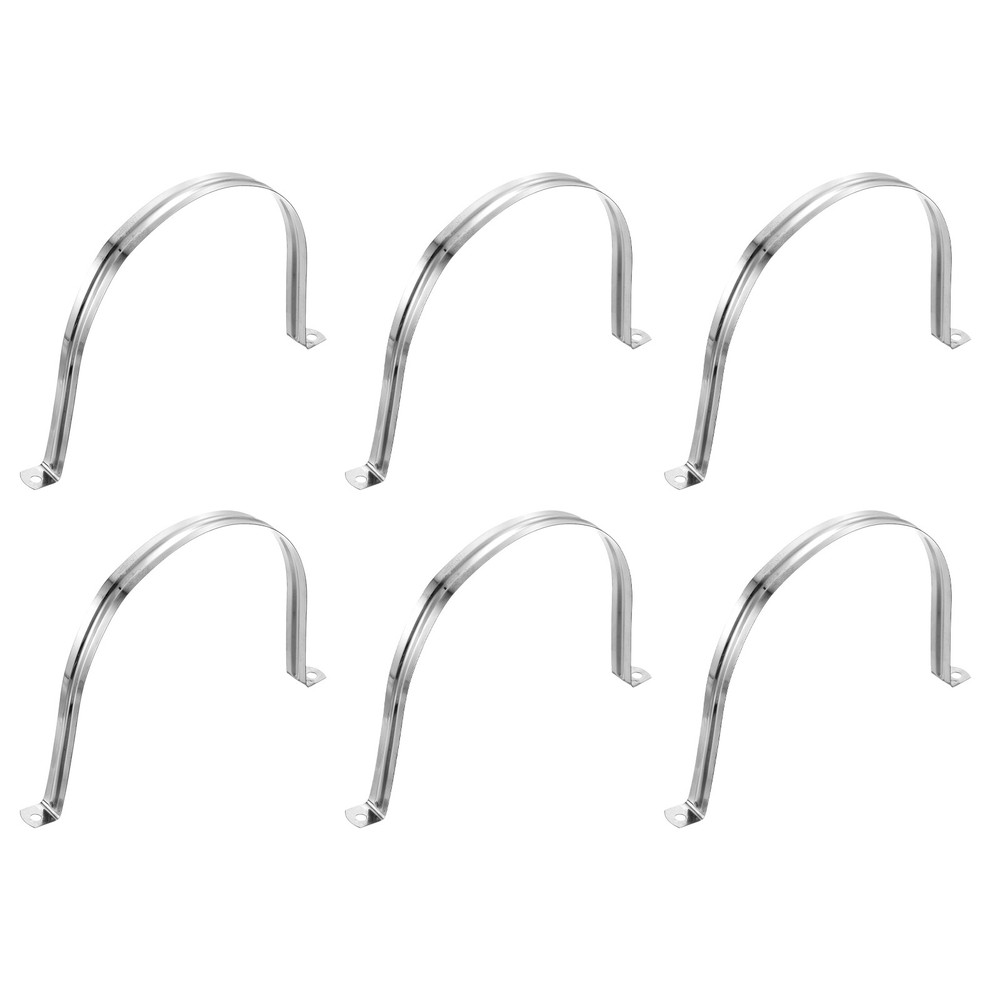 6Pcs 150mm Rigid Pipe Straps 2 Hole U-Shaped Bracket Clamps 304 Stainless Steel