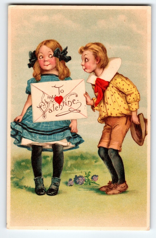 Frances Brundage Boy Girl Children To My Valentine Postcard Series 109 Tuck 1907