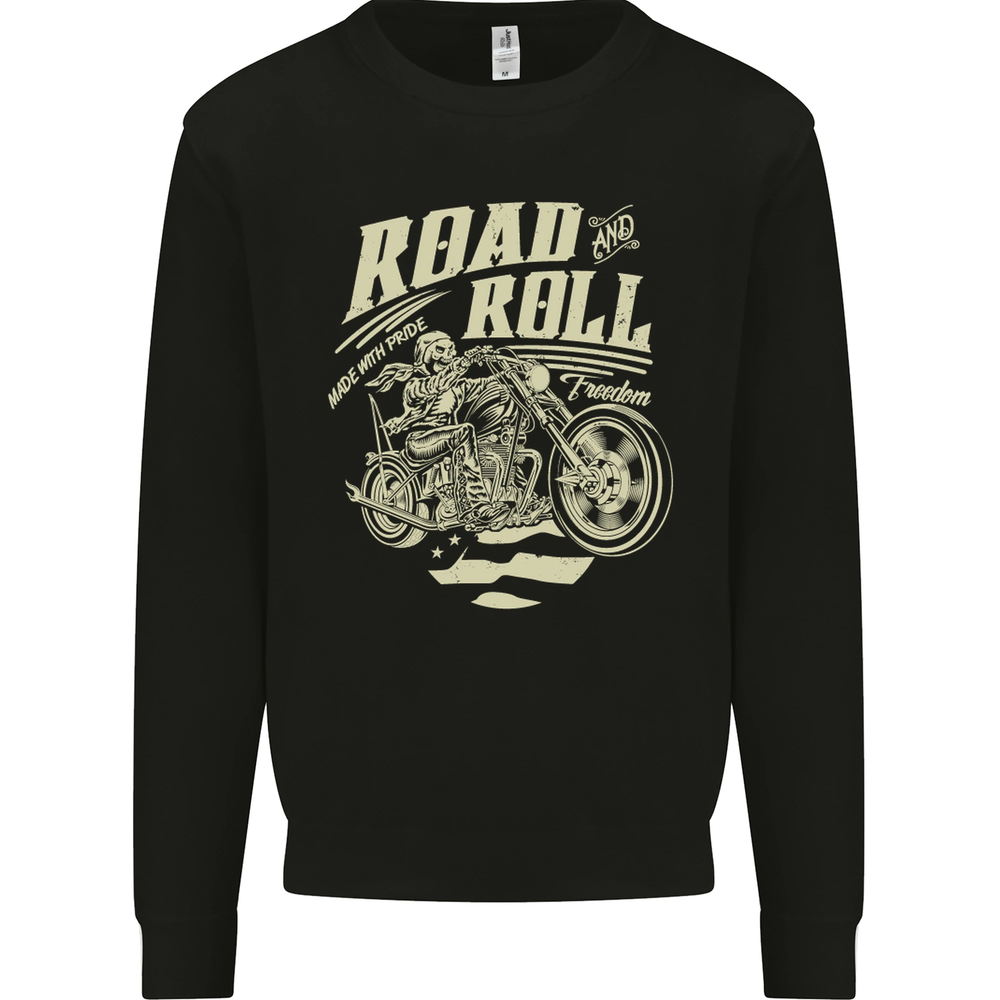 Road and Roll Motorbike Biker Motorcycle Mens Sweatshirt Jumper
