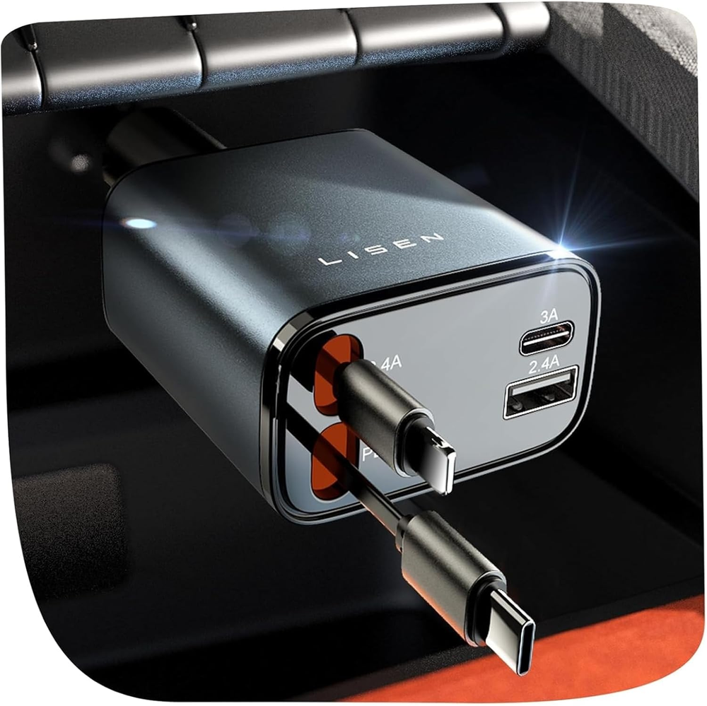 69W Retractable USB C Car Charger Adapter for iPhone 16 and More