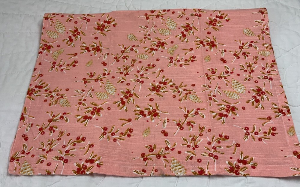 Cozy Pine Cone & Holly Cotton Kitchen Dish Towel - Gold Trim, Threshold