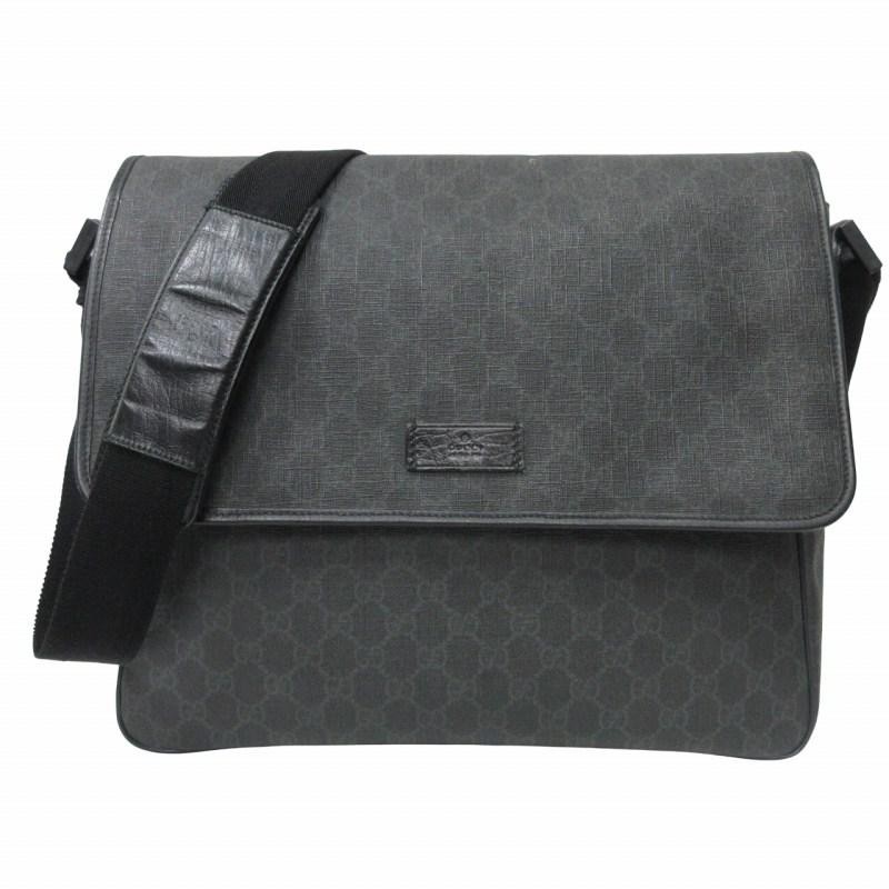 GUCCI GG Supreme PVC Leather Shoulder Bag with Message Flap 169935