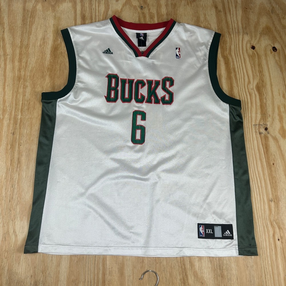 Vintage Adidas Milwaukee Bucks #6 NBA  Andrew Bogut Jersey Men's Size XXL White
