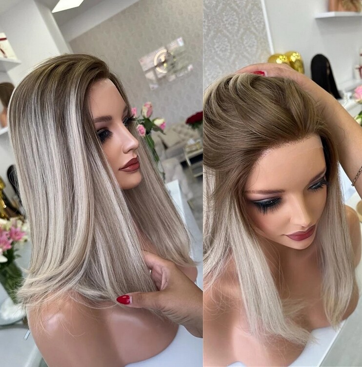 Highlight Blonde 13x4 Lace Front Wig Natural Straight 100% Human Hair Wig