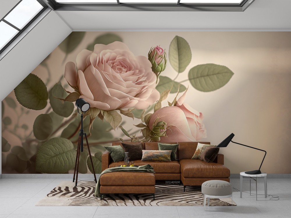 3D Pink Rose Plant Close-up Wall Murals Wallpaper Murals Wall Sticker 10