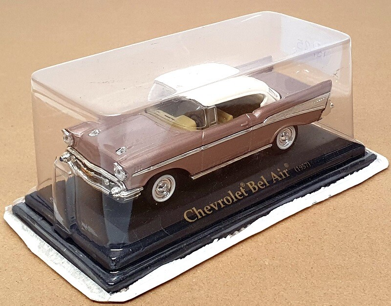 1957 Chevrolet Bel Air India Ivory Dusk Rose 1/43 Scale Altaya 13125