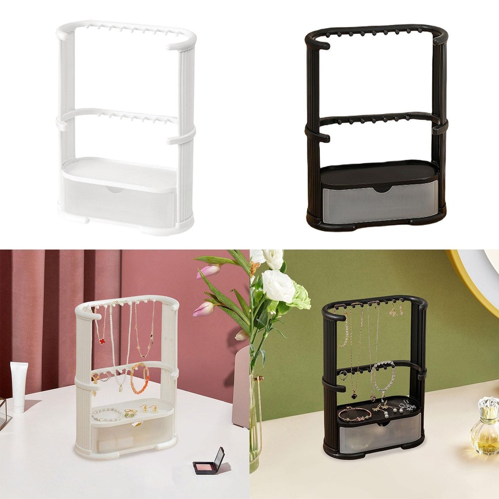 3 Layers Jewelry Organizer Stand Jewelry Holder with Storage Drawer Jewelry