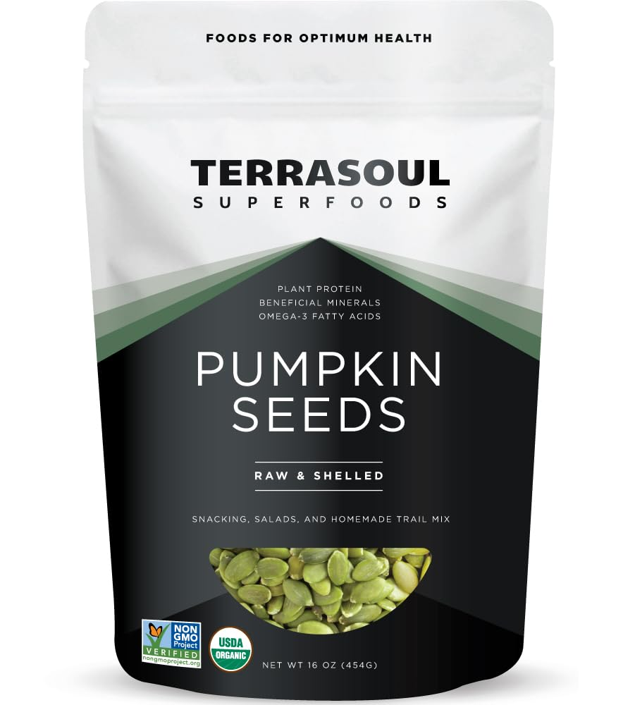 Organic Pumpkin Seeds, 16Oz - Raw, Unsalted, Superfood for Snacking & Salad Boos