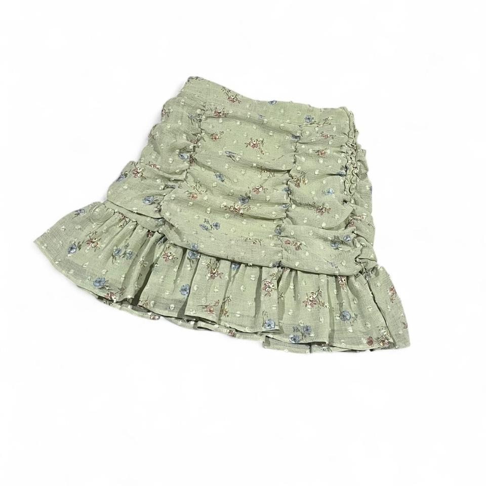 Green floral mini skirt size XS