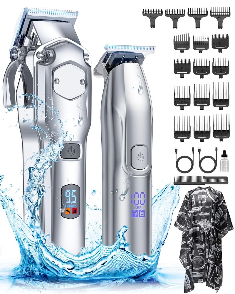 Cordless Hair Clippers and Trimmers Set for Men with Grooming Kit