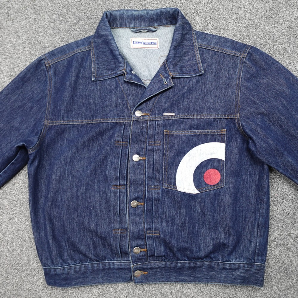 Lambretta Denim Jacket Size Large Mens Blue Trucker Jacket Dark