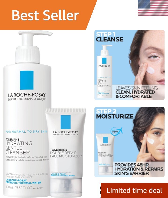 Toleriane Hydrating Gentle Face Cleanser with Niacinamide for Dry Skin  