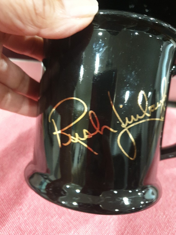 Rush Limbaugh Gold Signature Coffee Mug EIB Excellence In Broadcasting Network